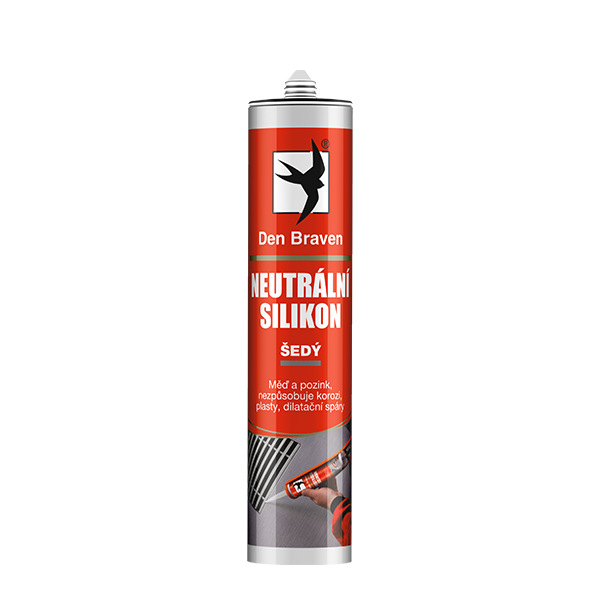 Den Braven - Neutrální silikon, kartuše 280 ml, šedý