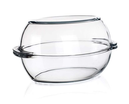 BORCAM Pekáč skleněný oválný s víkem 6 l
