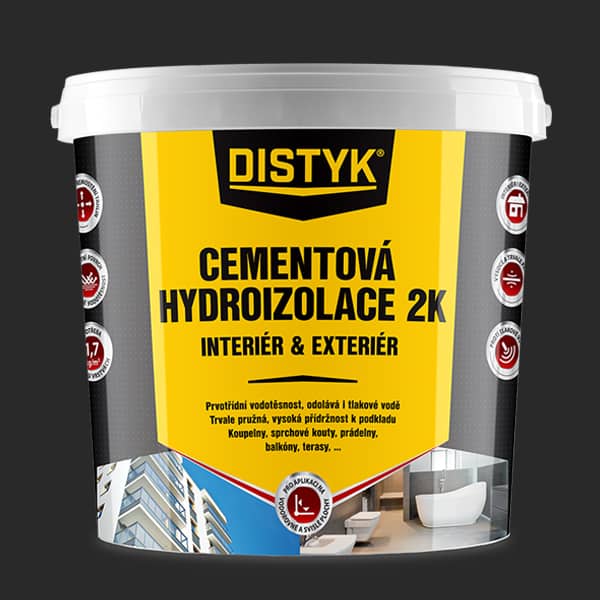 CEMENTOVÁ HYDROIZOLACE 2K INTERIÉR A EXTERIÉR Distyk, kbelík 7 kg, šedá