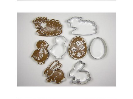 vykraj. cukr. sada velikonoční (VEJCE,KUŘE,OVCE,ZAJÍC) nerez