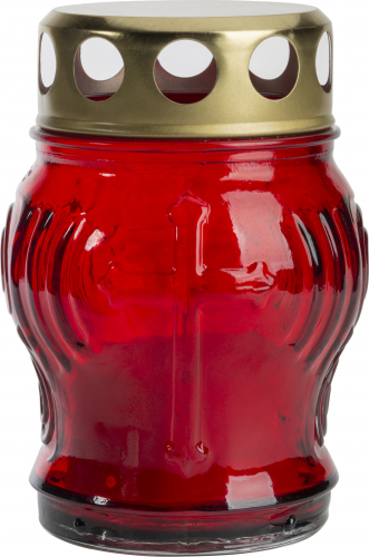 Skleněná hřbitovní svíčka - malá W006 červená 030