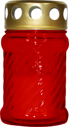 Skleněná hřbitovní svíčka - malá W002 červená 030