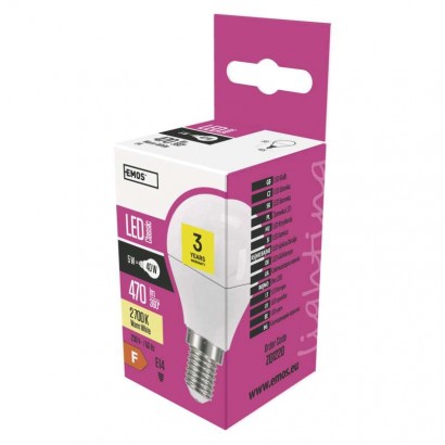 LED žárovka Classic Mini Globe 5W E14 teplá bílá ZQ1220