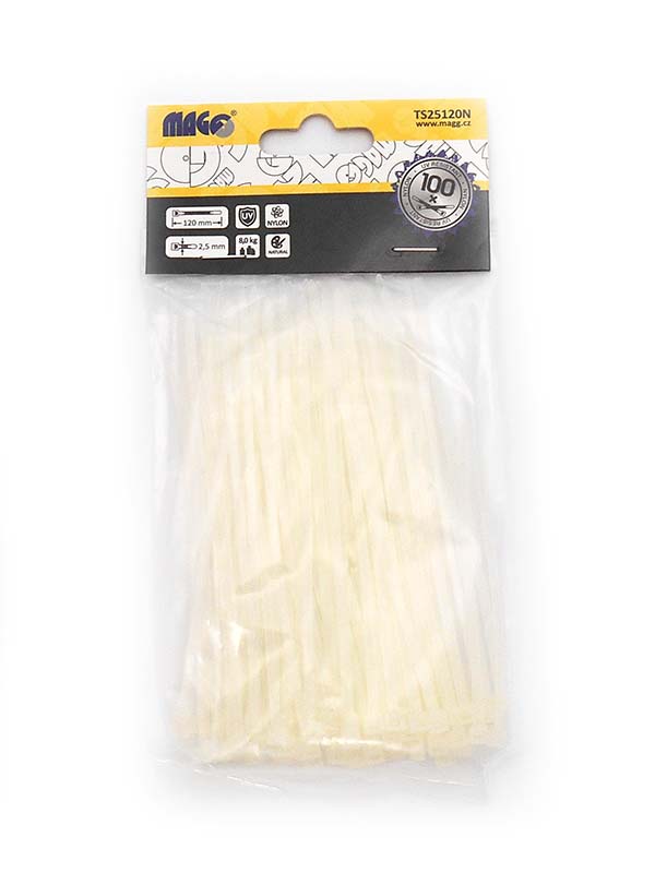 Stahovací pásky 2,5x120mm natural - 100 ks