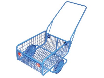 vozík RAPID V, plochá obruč, komaxit, 450x640x280(1320)mm