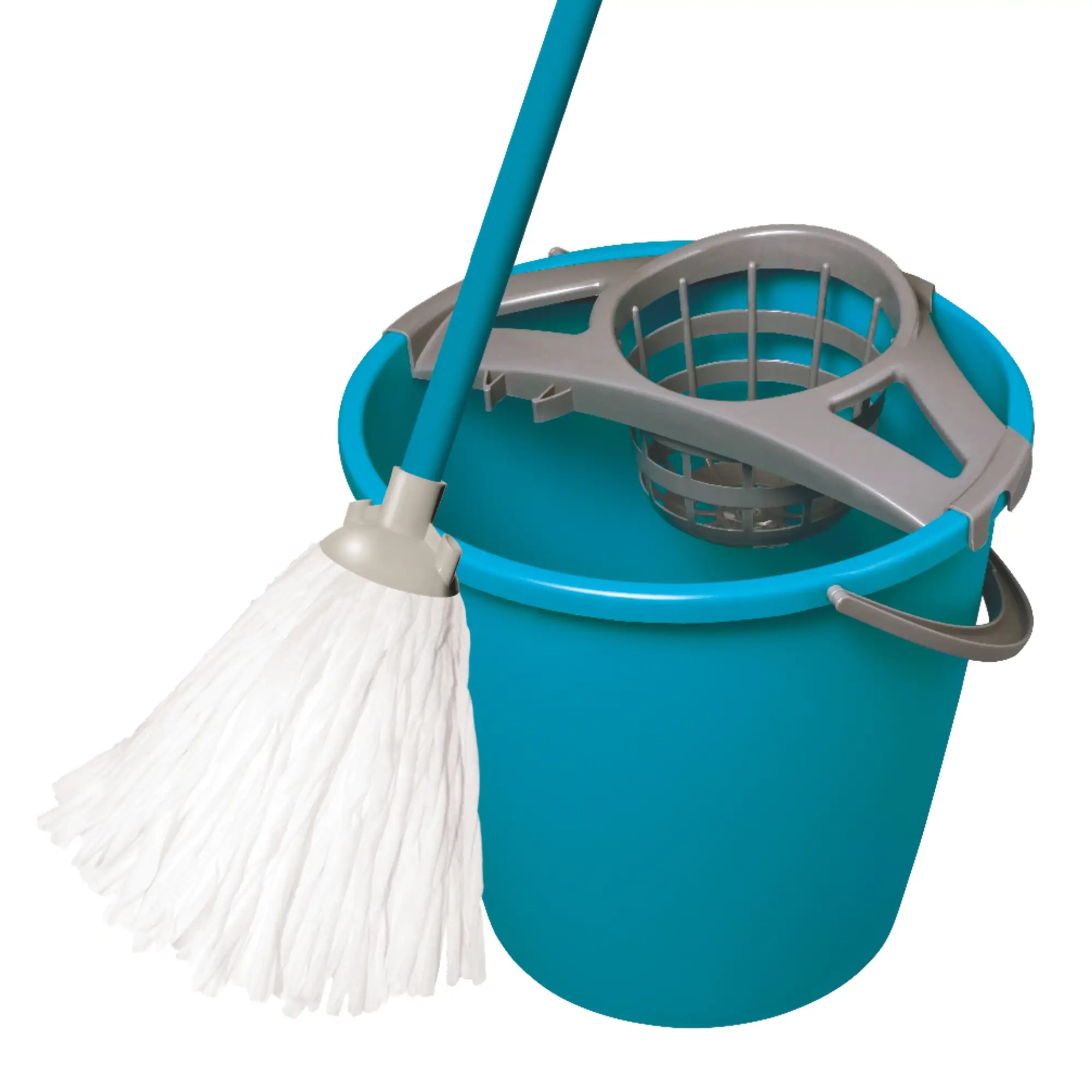 Kulatý kýbl se ždímacím košem a mopem 12l