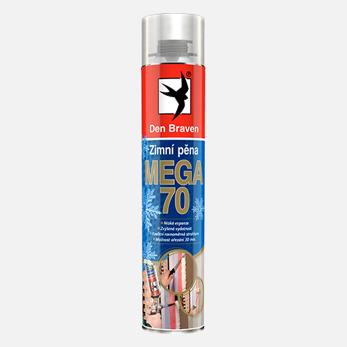Den Braven - Zimní pistolová pěna MEGA 70, pistolová dóza 870 ml, žlutá