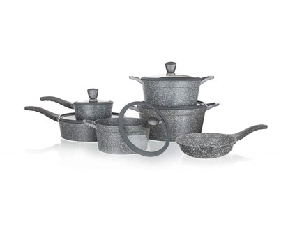 BANQUET Sada nádobí s nepřilnavým povrchem GRANITE, 11 ks