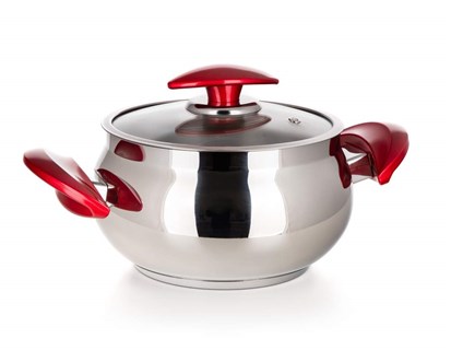 BANQUET Kastrol nerezový VISTA Red 18 x 11 cm, 2,6 l, s poklicí