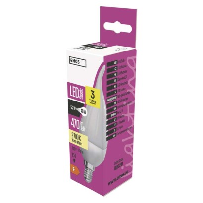 LED žárovka Classic Candle Tail 5,2W E14 teplá bílá
