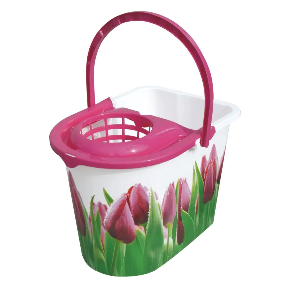 Obdélníkový kýbl se ždímacím košem 14l IML