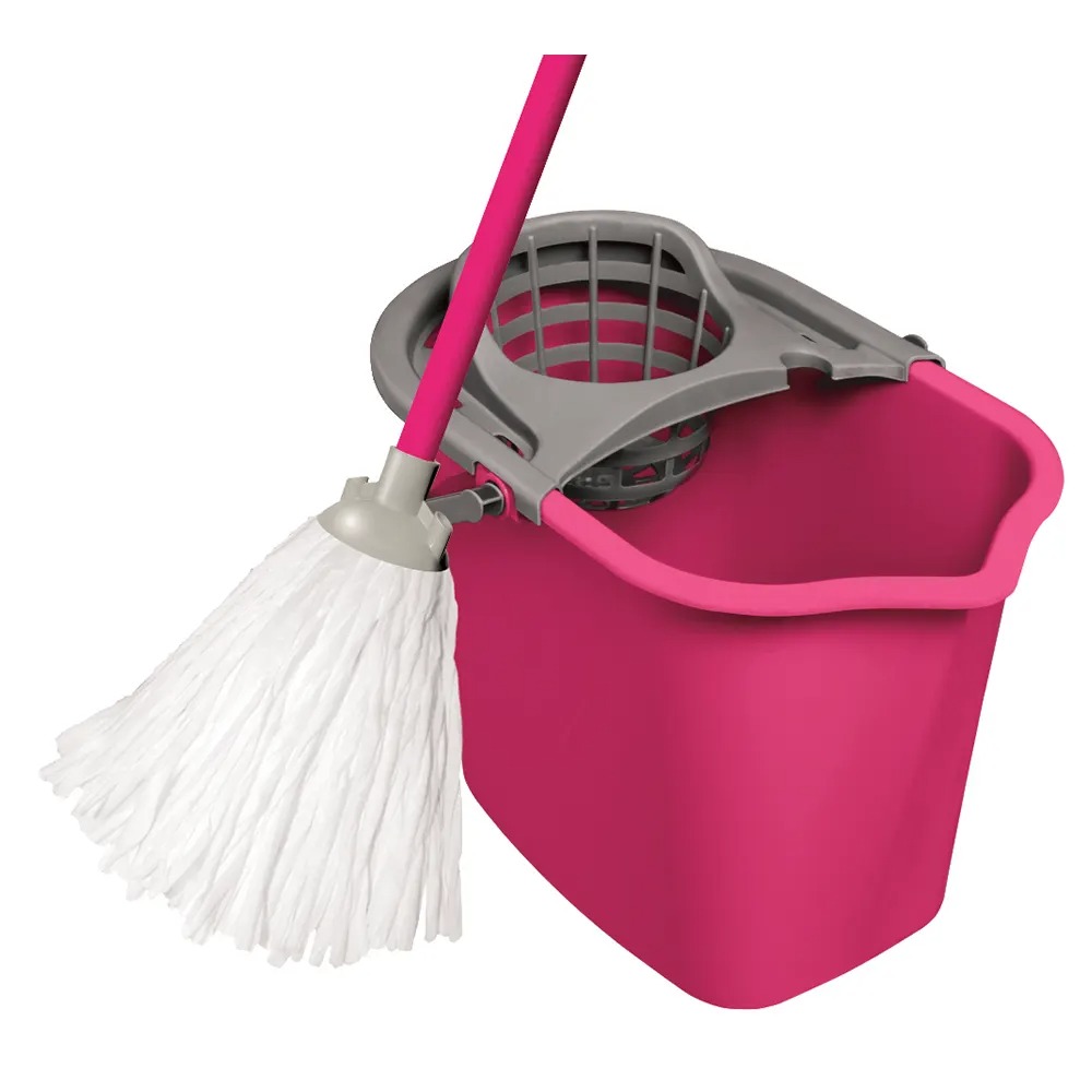 Obdélníkový kýbl se ždímacím košem a mopem 10l