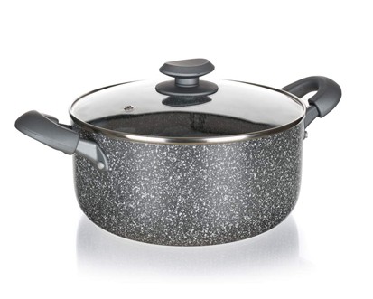 BANQUET Hrnec s nepřilnavým povrchem GRANITE PR 18 x 8,5 cm, se skleněnou poklicí