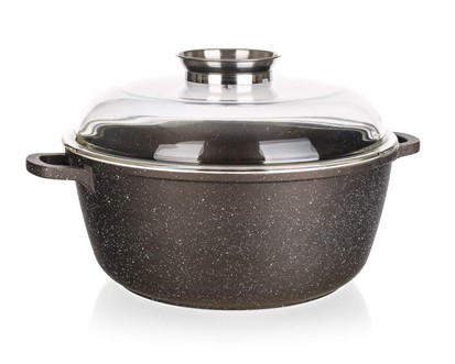 BANQUET Kastrol s nepřilnavým povrchem PREMIUM Dark Brown 28 x 12,5 cm, s poklicí s aroma knobem