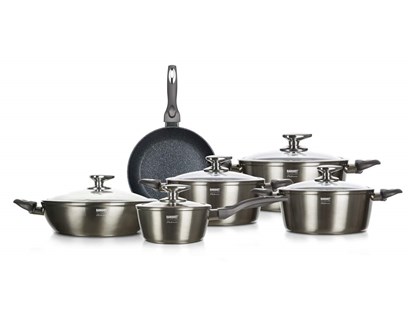 BANQUET Sada nádobí s nepřilnavým povrchem METALLIC PLATINUM, 11 ks