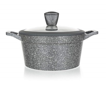 BANQUET Kastrol s nepřílnavým povrchem GRANITE 20 cm, stříkané dno, poklice