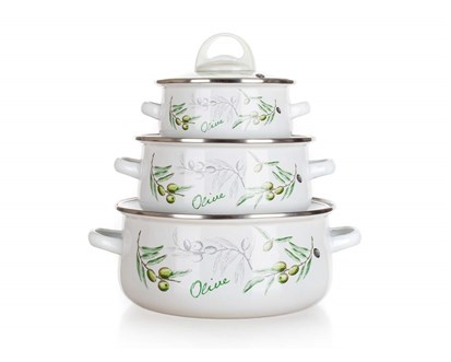 BANQUET Sada smaltovaného nádobí OLIVES, 6 ks