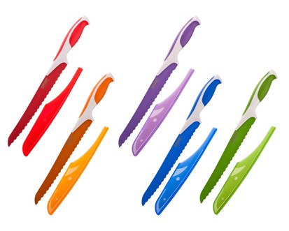 BANQUET Nůž na chléb s nepřilnavým povrchem SYMBIO NEW 33,5 cm, mix barev, s pouzdrem na čepel